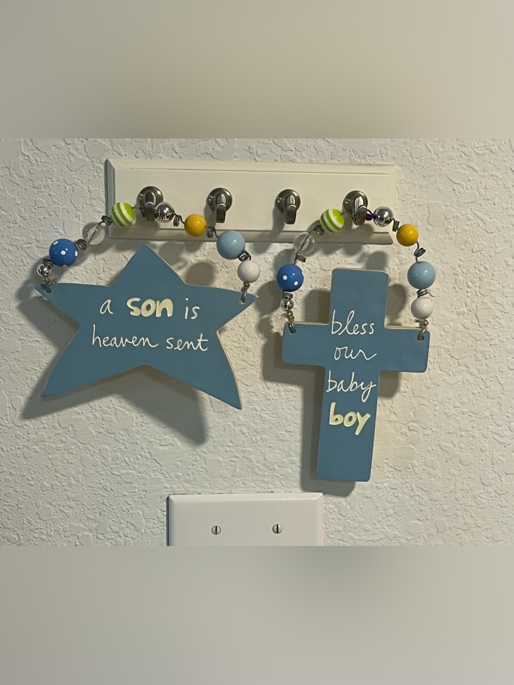 Gibson Blue Star and Cross Nursery Wall Hangings